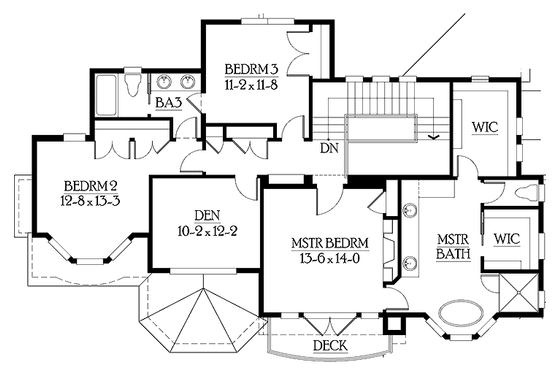 Floor Plan - Upper Floor for Craftsman House Plan #132-474 - 4 bed, 3.5 bath