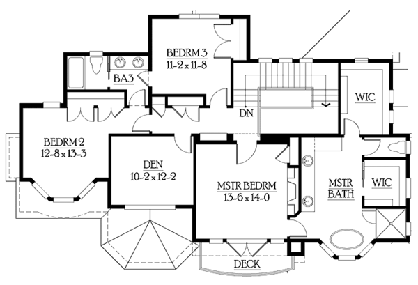 Craftsman Floor Plan - Upper Floor Plan #132-474