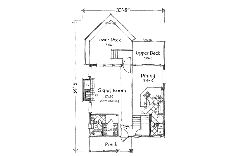 Home Plan - Floor Plan - Main Floor for Country House Plan #1007-21 - 1 bed, 2 bath