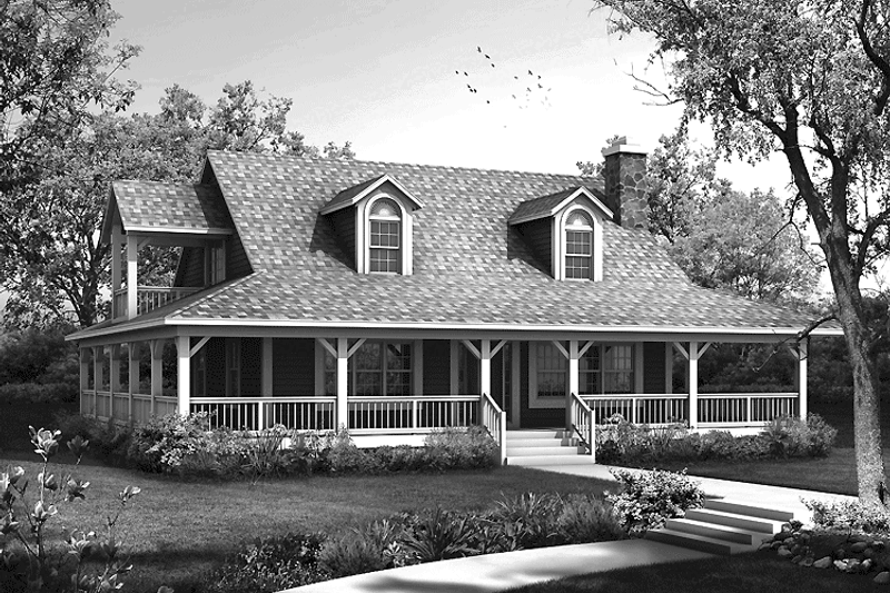 Home Plan - Country Exterior - Front Elevation Plan #72-1020