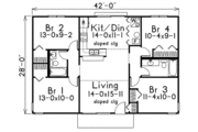 Contemporary Style House Plan - 4 Beds 2 Baths 1176 Sq/Ft Plan #57-486 