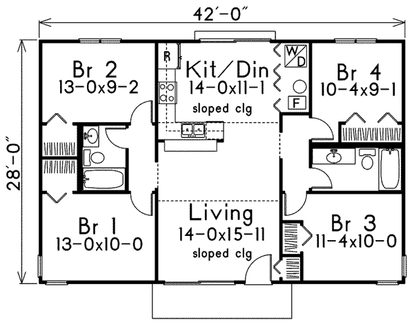 Contemporary Floor Plan - Main Floor Plan #57-486