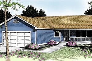 Ranch Exterior - Front Elevation Plan #91-104