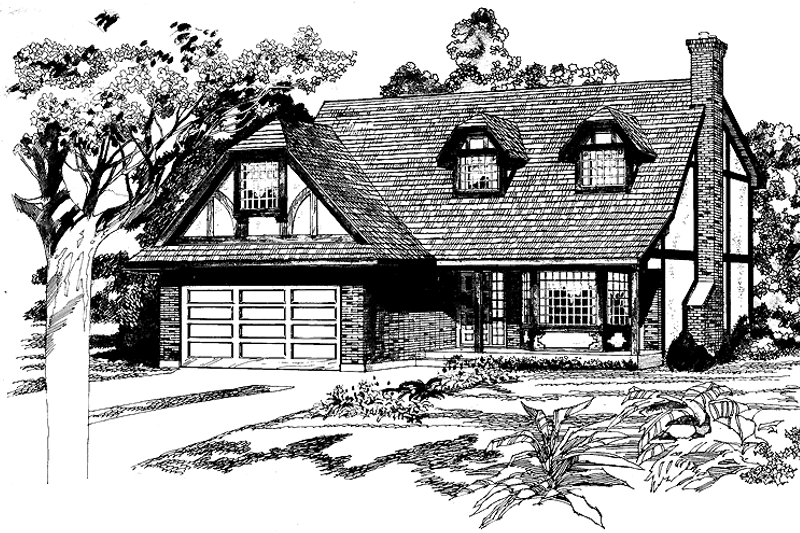 Architectural House Design - Tudor Exterior - Front Elevation Plan #47-968