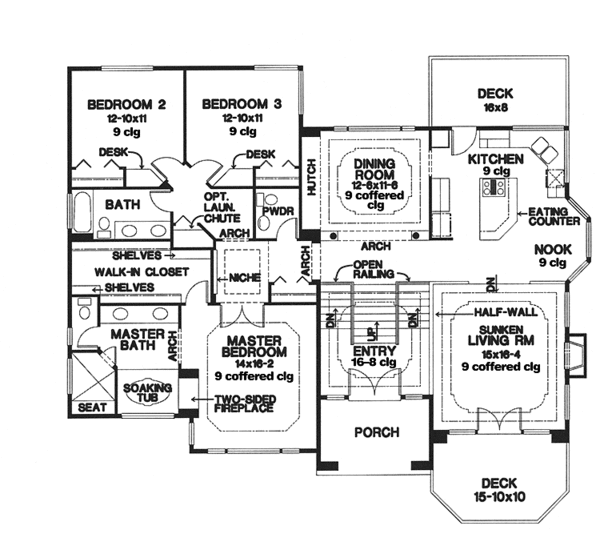 Architectural House Design - Traditional Floor Plan - Main Floor Plan #966-21