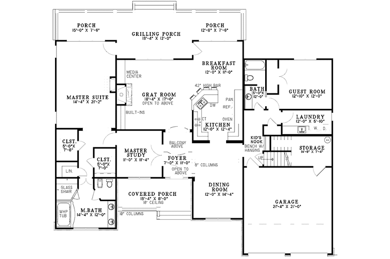 Home Plan - Floor Plan - Main Floor for Traditional House Plan #17-2987 - 4 bed, 3 bath