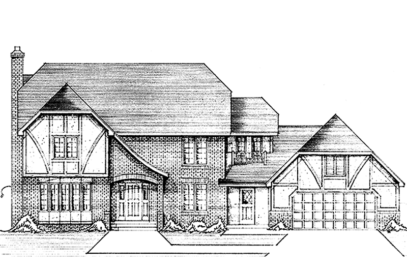 House Blueprint - Exterior - Front Elevation 3 for Tudor House Plan #51-908 - 4 bed, 3 bath