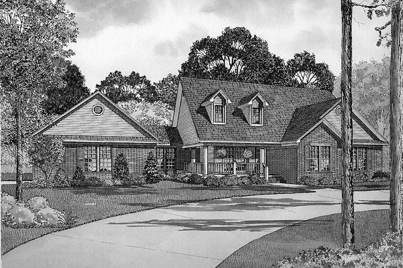 Architectural House Design - Exterior - Front Elevation 3 for Country House Plan #17-2827 - 3 bed, 2 bath