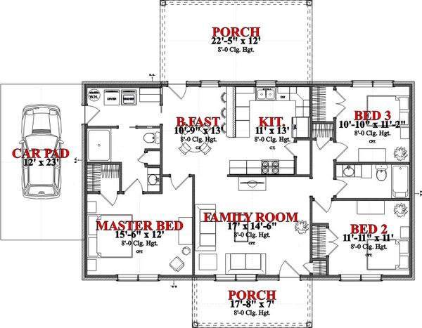 Ranch Floor Plan - Main Floor Plan #63-363