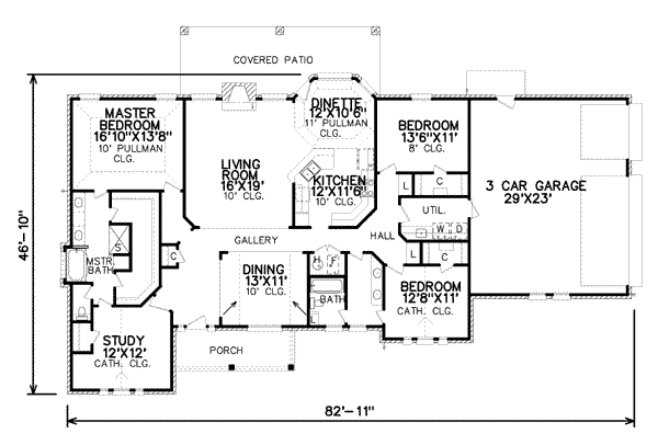 Floor Plan - Main Floor for Traditional House Plan #65-314 - 4 bed, 2 bath