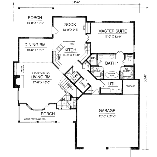 Architectural House Design - Country Floor Plan - Main Floor Plan #40-329