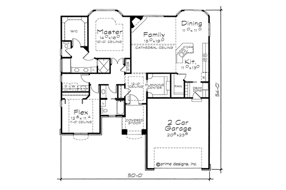 Floor Plan - Main Floor for Traditional House Plan #20-2100 - 2 bed, 2 bath
