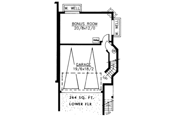Floor Plan - Lower Floor for Bungalow House Plan #303-428 - 3 bed, 2.5 bath