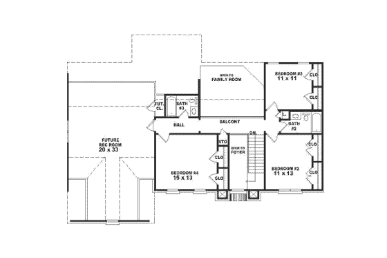 Floor Plan - Upper Floor for Traditional House Plan #81-491 - 4 bed, 3.5 bath