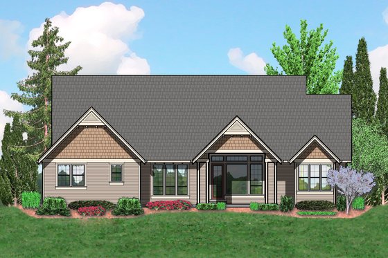 Exterior - Rear Elevation for Craftsman House Plan #48-540 - 3 bed, 2.5 bath