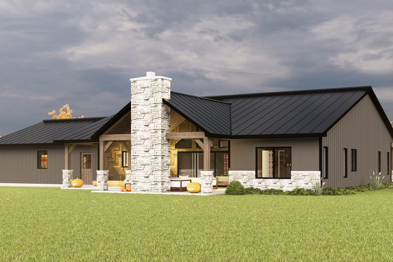 Architectural House Design - Exterior - Rear Elevation for Ranch House Plan #1064-191 - 3 bed, 2 bath