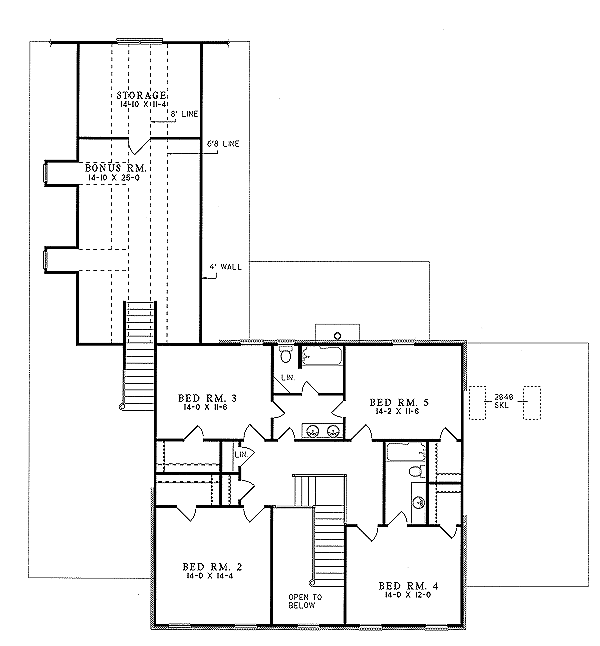 Architectural House Design - Southern Floor Plan - Upper Floor Plan #17-227