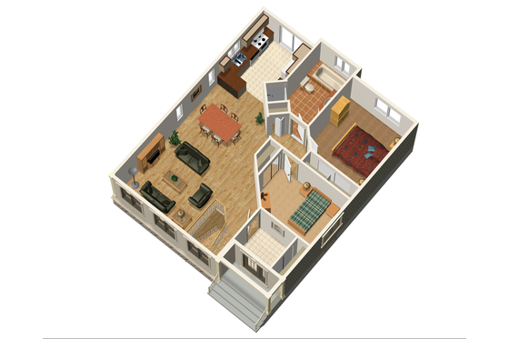 Floor Plan - Main Floor 1 for Country House Plan #25-4655 - 2 bed, 1 bath