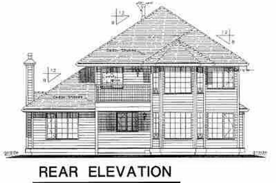 Exterior - Rear Elevation for European House Plan #18-243 - 3 bed, 2.5 bath
