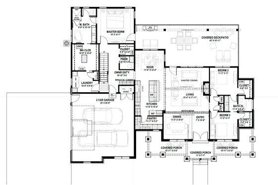 Floor Plan - Main Floor for Farmhouse House Plan #1069-41 - 3 bed, 2.5 bath