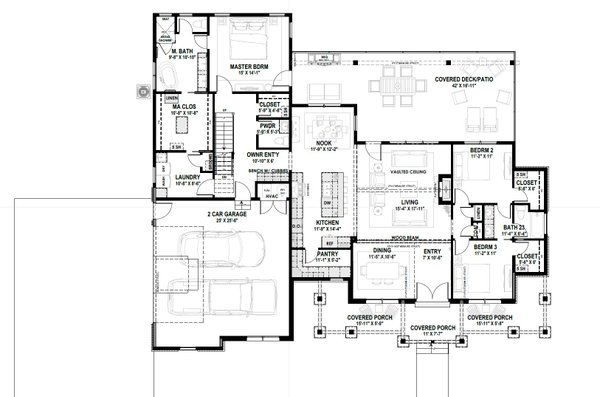 Architectural House Design - Farmhouse Floor Plan - Main Floor Plan #1069-41