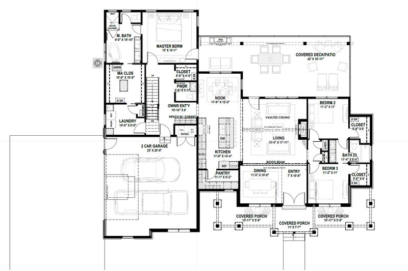 Home Plan - Floor Plan - Main Floor for Farmhouse House Plan #1069-41 - 3 bed, 2.5 bath