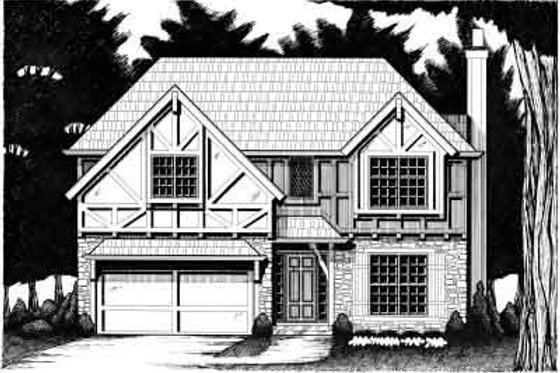 Exterior - Front Elevation for Tudor House Plan #6-205 - 4 bed, 2.5 bath