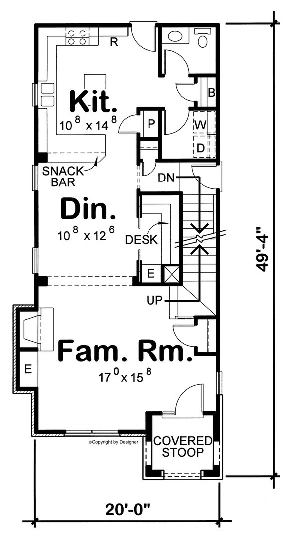 House Blueprint - Floor Plan - Main Floor for European House Plan #20-2623 - 3 bed, 3.5 bath