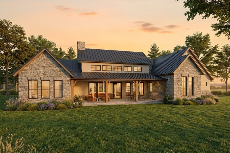House Blueprint - Exterior - Rear Elevation for Farmhouse House Plan #80-228 - 4 bed, 2.5 bath