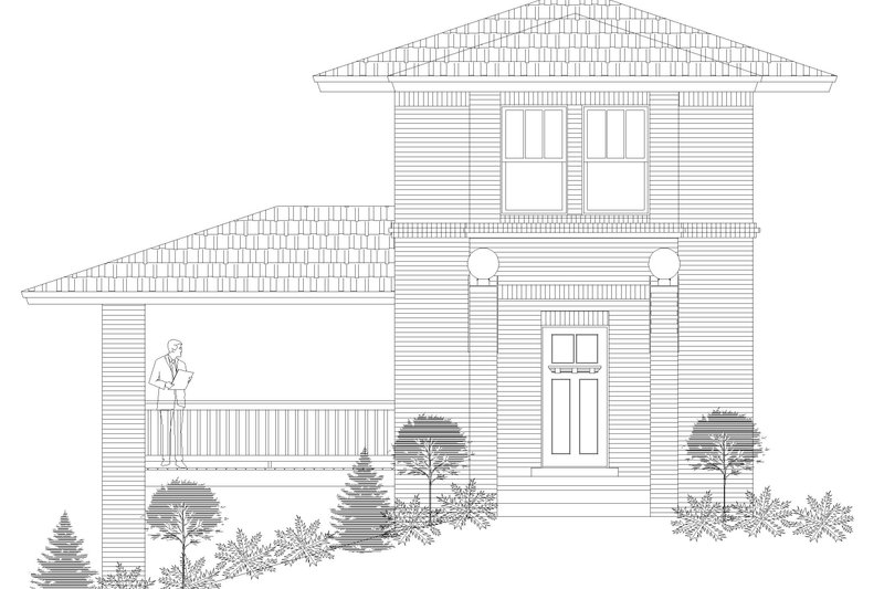 Home Plan - Exterior - Front Elevation 3 for Contemporary House Plan #932-134 - 2 bed, 2.5 bath