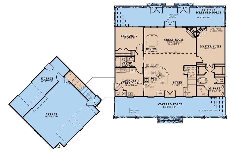 Architectural House Design - Floor Plan - Main Floor for Country House Plan #923-200 - 5 bed, 4 bath