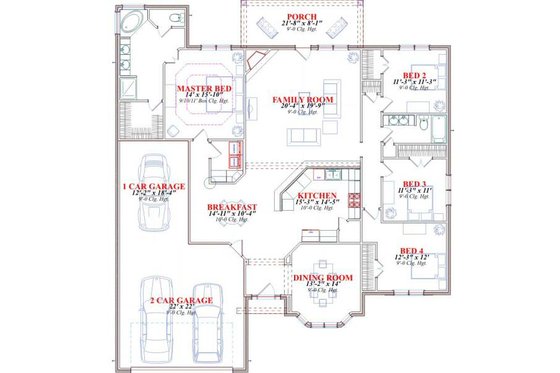 Floor Plan - Main Floor for Traditional House Plan #63-155 - 4 bed, 2 bath