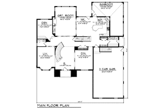 Floor Plan - Main Floor for Traditional House Plan #70-554 - 4 bed, 3.5 bath