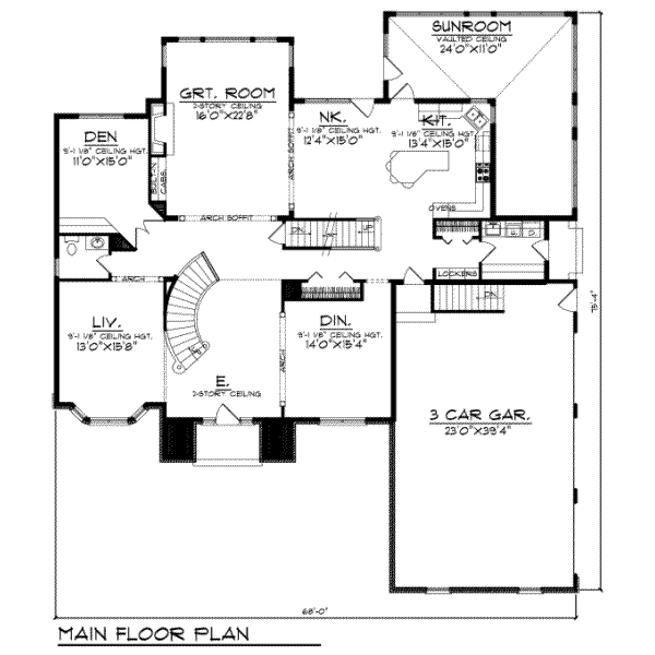 Home Plan - Traditional Floor Plan - Main Floor Plan #70-554