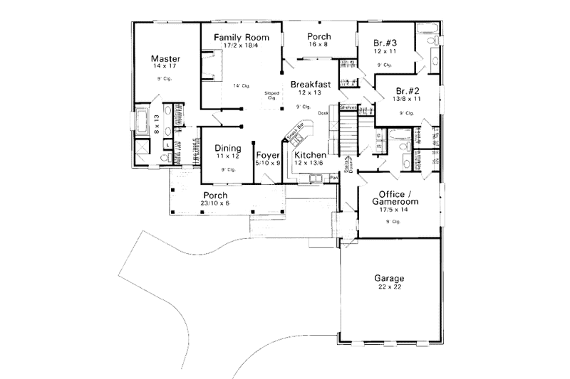 Home Plan - Floor Plan - Main Floor for Traditional House Plan #41-160 - 4 bed, 3 bath