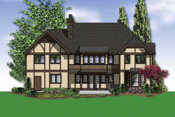 Exterior - Rear Elevation for Tudor House Plan #48-664 - 3 bed, 3.5 bath