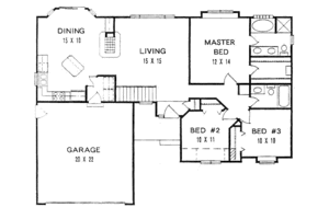 Floor Plan - Main Floor for Traditional House Plan #58-125 - 3 bed, 2 bath