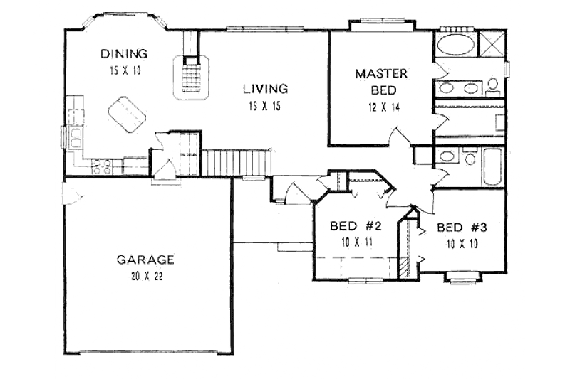 Dream House Plan - Floor Plan - Main Floor for Traditional House Plan #58-125 - 3 bed, 2 bath