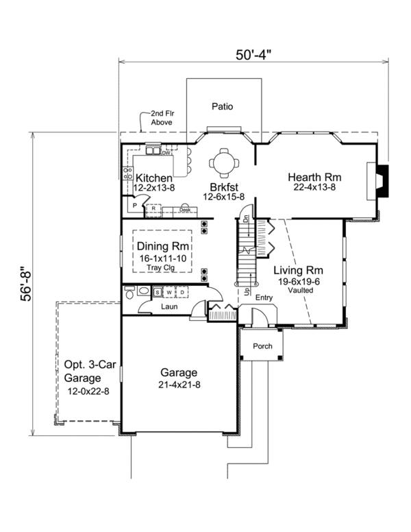 Craftsman Floor Plan - Main Floor Plan #57-616