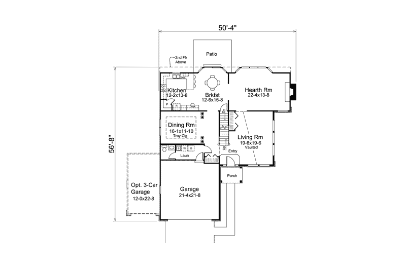 House Blueprint - Floor Plan - Main Floor for Craftsman House Plan #57-616 - 3 bed, 2.5 bath