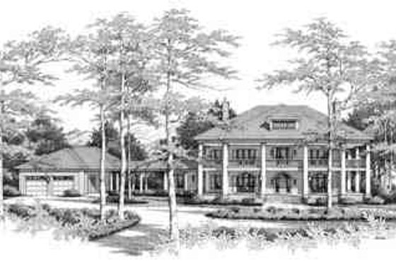 Exterior - Front Elevation for Southern House Plan #71-125 - 4 bed, 4.5 bath