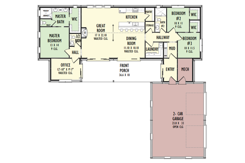 Dream House Plan - Floor Plan - Main Floor for Barndominium House Plan #1092-42 - 4 bed, 2.5 bath