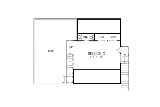 Floor Plan - Upper Floor for Traditional House Plan #1-309 - 2 bed, 2 bath