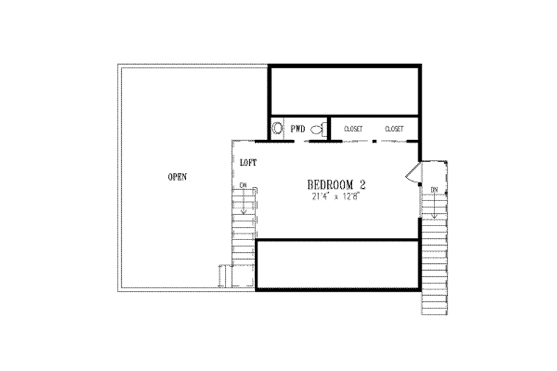 Dream House Plan - Floor Plan - Upper Floor for Traditional House Plan #1-309 - 2 bed, 2 bath
