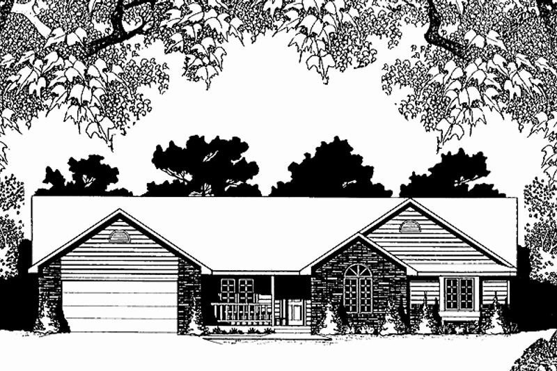 House Blueprint - Ranch Exterior - Front Elevation Plan #58-216