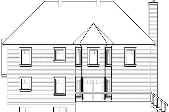Exterior - Rear Elevation for European House Plan #23-2544 - 4 bed, 2.5 bath