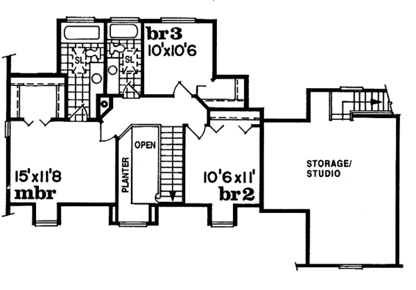 Architectural House Design - Colonial Floor Plan - Upper Floor Plan #47-817