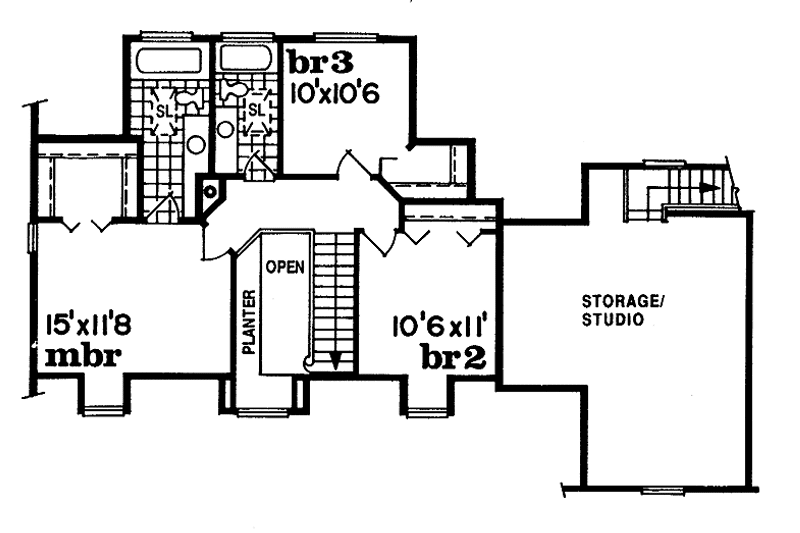 Home Plan - Floor Plan - Upper Floor for Colonial House Plan #47-817 - 3 bed, 2.5 bath