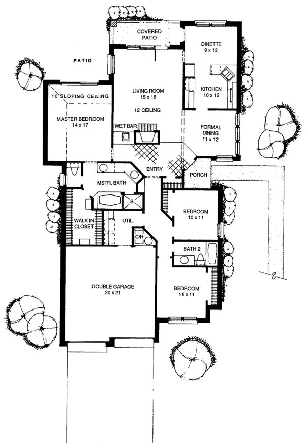 House Plan Design - Ranch Floor Plan - Main Floor Plan #310-1070