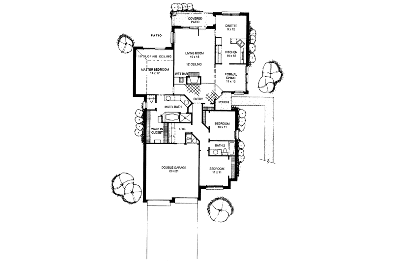 Dream House Plan - Floor Plan - Main Floor for Ranch House Plan #310-1070 - 3 bed, 2 bath